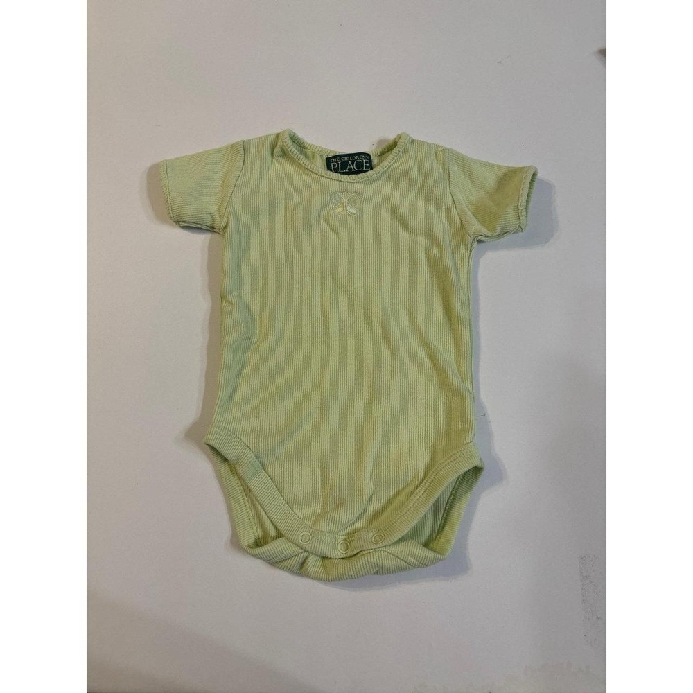 Vintage Children's Place Green Ribbed Butterfly embroidered Romper (6-9 Mon)